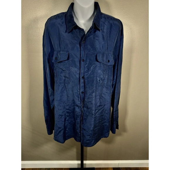 Bundle of 2 - 2 Button Down Shirts, 100% Cotton 100% Silk Size Large - Picture 9 of 15